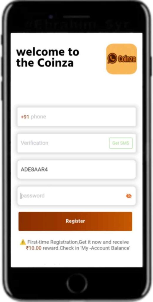 Coinza app account setup process